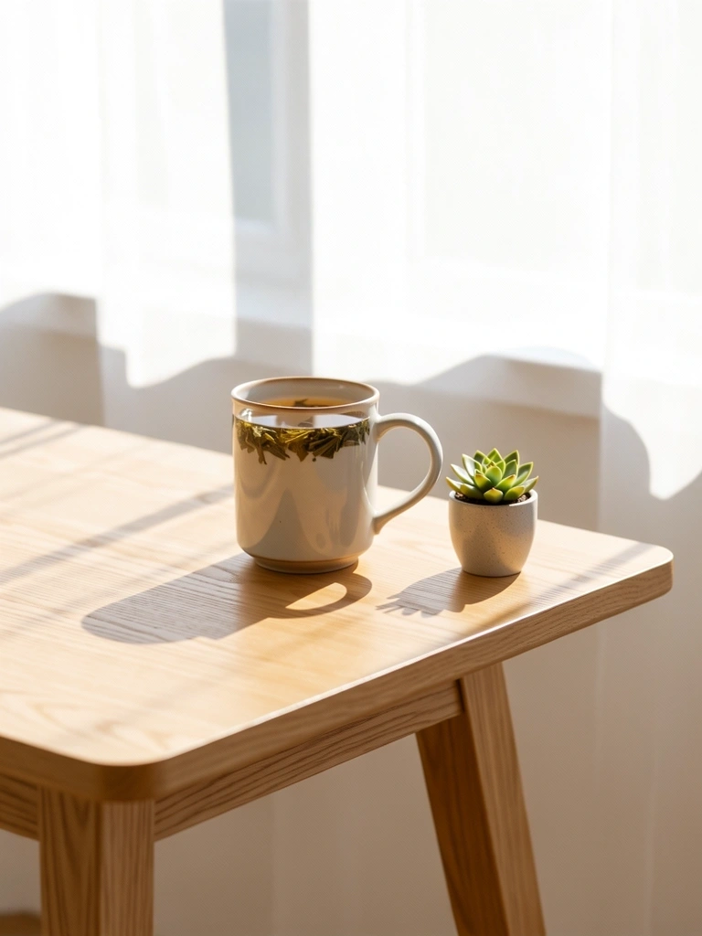 Table de travail minimaliste et épurée